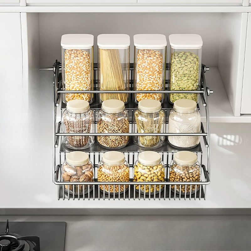 Kitchen Gadgets Hacks - Cabinet Pull Down Basket, 3 Tier