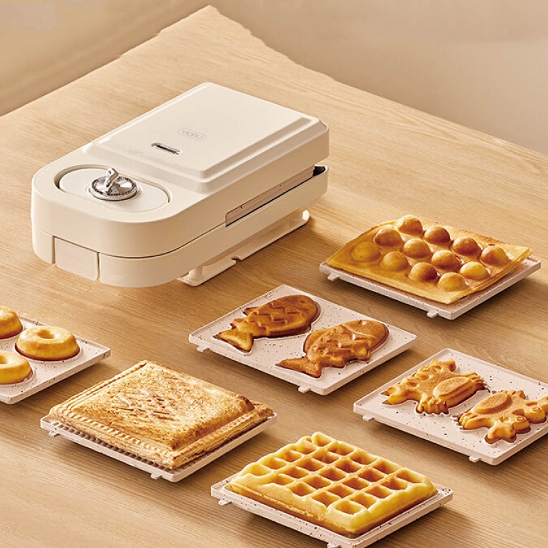 Breakfast Sandwich Maker - 650W Electric Sandwich Machine Waffle Maker