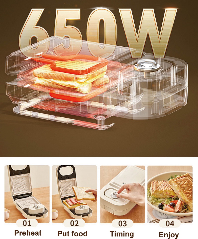 650W Electric Sandwich Machine - огляд і ціна Breakfast Sandwich Maker